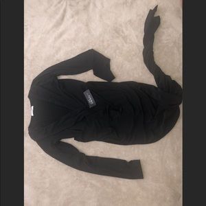 Low V Black Dress With One Slit